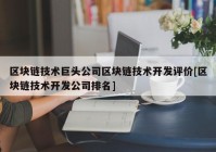 区块链技术巨头公司区块链技术开发评价[区块链技术开发公司排名]